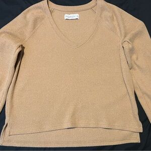 Abercrombie & Fitch Women's V-Neck Sweater in Tan